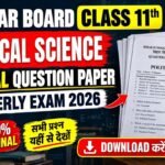 18 September Class 11th Political Science Original Question Paper Quarterly exam 2026